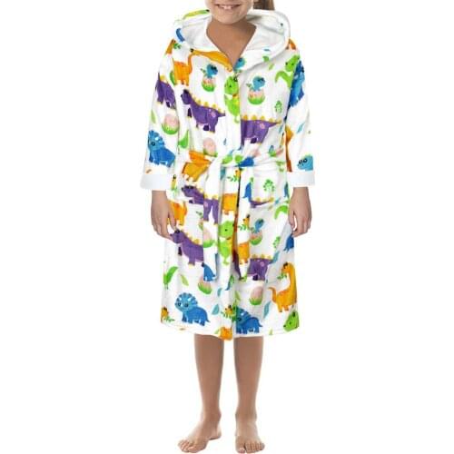 2021 New Cartoon Hooded Childrens Bathrobe Baby Dinosaur Bathrobe Boys and Girls Pajamas Pajamas Childrens Pajamas 8-12 Years