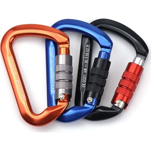 30KN D-Shaped Carabiner Lock Heavy Duty Aluminum Alloy Carabiner Clips for Hammocks Camping Hiking Backpacking
