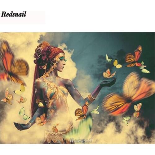 Full Square Round Drill 5D DIY Diamond Painting Africa woman Embroidery Cross Stitch 5D butterfly cloloful girl pattern EE1308