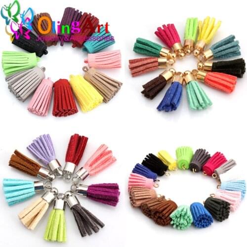 Free shipping 12pcs/lot Suede Tassel For Keychain Cellphone Straps Charms 15/20/30mm Leather Tassels DIY Bracelet Jewelry making