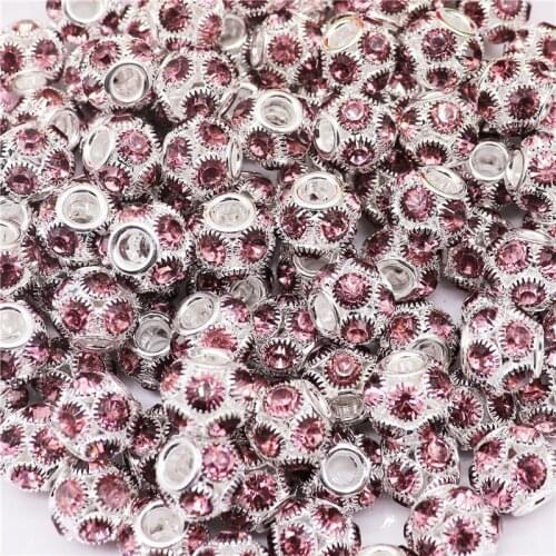10Pcs Large Hole Round Ball European Spacer Beads Fit Pandora Charms Bracelet Snake Chain Anklet Earring Necklace Jewelry Making