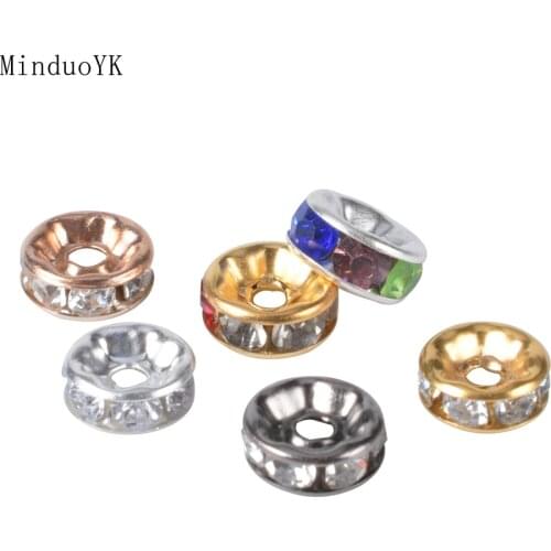 50Pcs/Lot 4 6 8 10mm Crystal Rhinestone Rondelles Beads DIY Bracelet Necklace Accessories Loose Spacer Beads For Jewelry Making