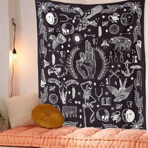 Mandala Fabric Hanging Tapestry Halloween OK Eagle Bear Black Hippie Boho Decor Moon Skull Tarot Psychedelic Tapestry Wall Cloth
