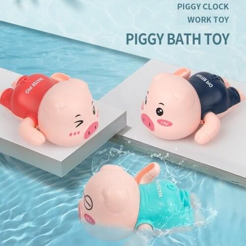 Baby Bathing Toy Cute Cartoon Pig Clockwork Classic Baby Water Toys Infant Swim Wound-Up Chain Kids Beach Bath Toys 24 Month