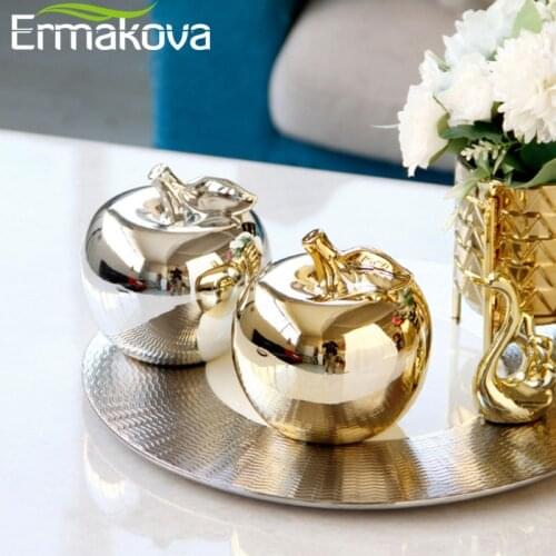 ERMAKOVA Nordic Creative Ceramic Apple Crafts Simple Crafts Plated Silver Gold Apple Ornaments Christmas Gift Home Decor