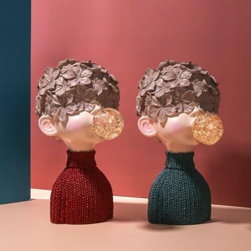European Resin Bubble Blowing Boy Ornaments Home Livingroom Table Accessories Crafts Hotel Cafe Desktop Figurines Decoration