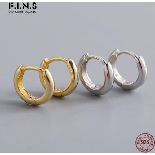 F.I.N.S Classic 925 Sterling Silver Round Hoop Earrings Smooth Silver 925 Earlobe Anti-Allergenic Minimalist Fine Jewelry