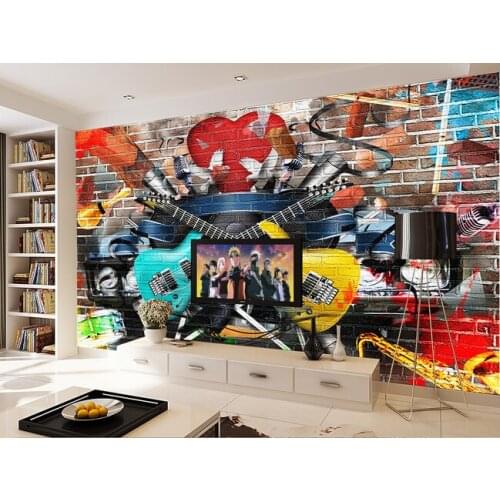 Custom papel DE parede 3 d,anime music graffiti murals for bar KTV background wall waterproof wallpaper