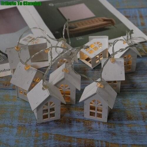 New LED Garland Wood House String Light 2m 10LEDs Room Decor String Lamp Wedding Party Holiday Fairy Lights Novelty Lamp