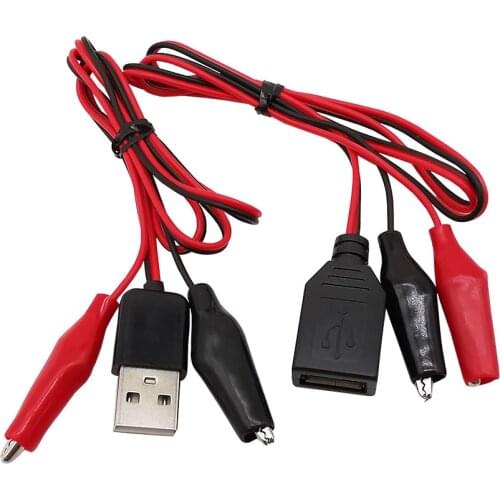 1Pcs Alligator Clips Test Wire USB Male Female Power Plug Jack to Dual Alligator Clamp Connector 50CM Test Leads Crocodile Clamp