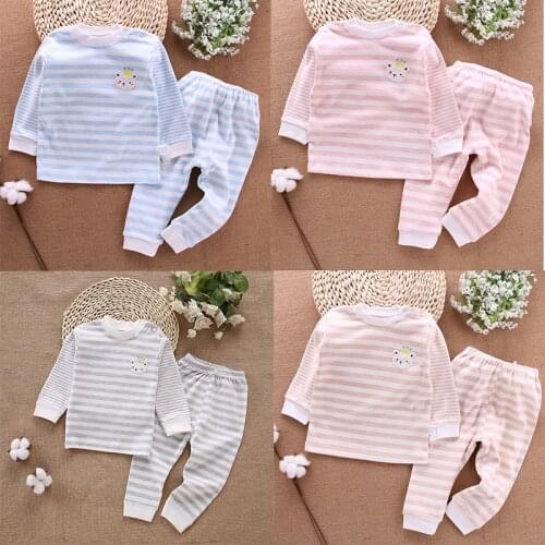 Autumn 2pcs Baby Clothes Sets Striped Baby Sleepwear Cotton Toddler Girls Pajamas Sets Boy Suit Baby Clothes Set Kids Outfits