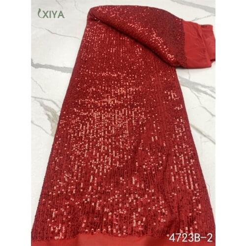 Red Popular Sequins Lace Fabric 2020 High Quality African Lace Fabric with Sequins French Lace Fabric for Woman Wedding APW3559B