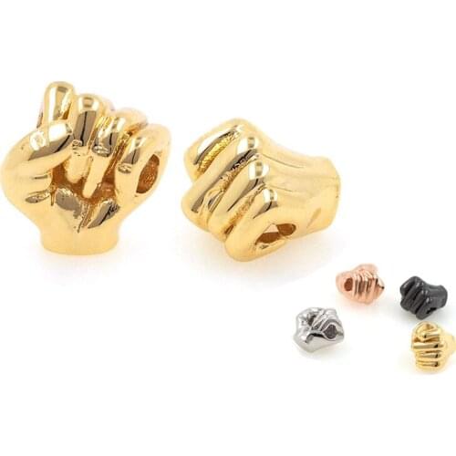 Brass Fist Spacer Beads, Fashion Power Jewelry, Suitable For DIY Bracelet Crafts 8.5x7.1x6.9mm