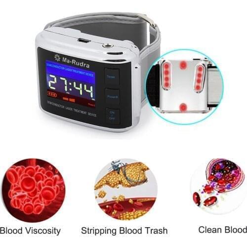 High Blood Sugar Wrist Laser Watch Therapy Diabetes Rhinitis Cholesterol Hypertension High Blood Pressure Laser Acupuncture