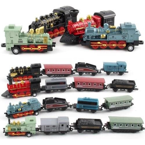 Hot Selling Simulation Retro Steam Train Alloy Model Swing Back Cart Childrens Puzzle Splicing Toys