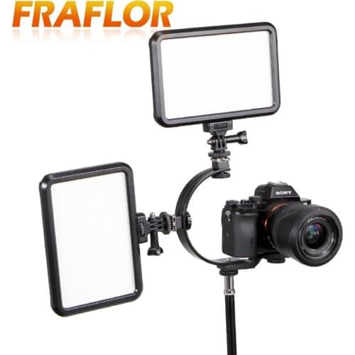 Multifunction Adjustable Photography C Shape Metal Camera Flash Bracket Two Hotshoe Mounts Flash Holder for Camera Camcorder