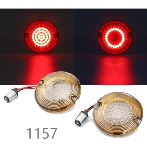 Motorcycle Flasher Rear Flat Style LED Turn Signal Lights Red Running Brake Lights For Harley FLHT FLHR 1157