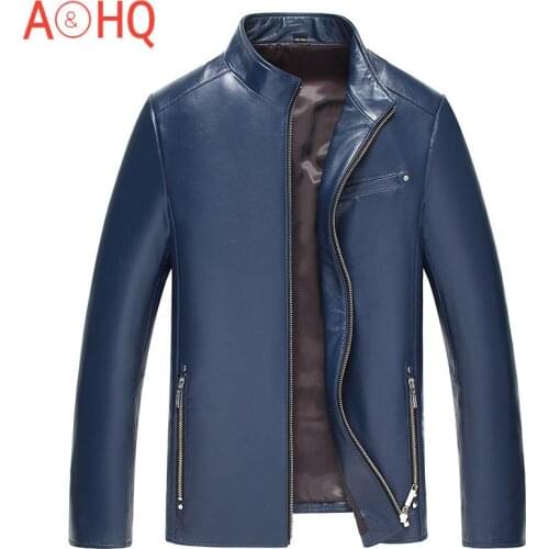Man Jacket Genuine Sheepskin Leather Jackets for Men Autumn Coat Male Stand Up Collar Clothes Chaquetas Hombre LXR852