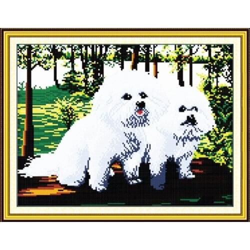 Panda dogs cross stitch kit cartoon canvas stitching embroidery DIY handmade needlework