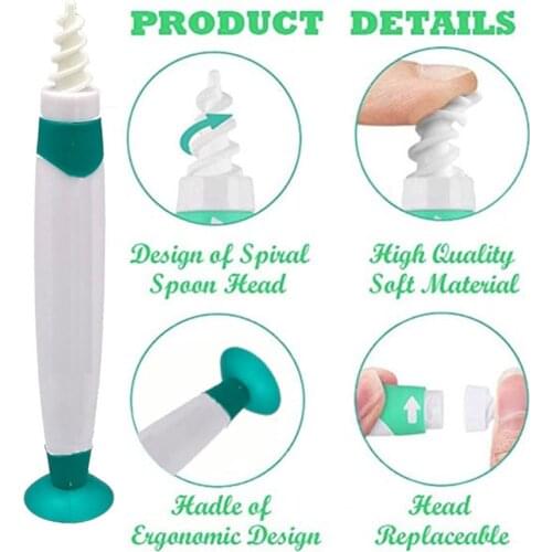 16pcs Ear Wax Remover Q Grip Ear Cleaning Tool Kit With Suction Cup Bottom Ear Wax Cleaner Replacement Heads Cleaning Brush