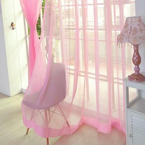 Solid Voile Window Curtains Sheer Door Drape Transparent Tulle Panel For Home Decor Living Room Bedroom Kitchen