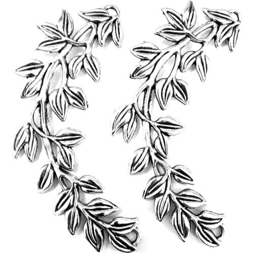 5pcs Olive branch charms pendant 87x38mm antique silver ornament accessories jewelry making DIY base material