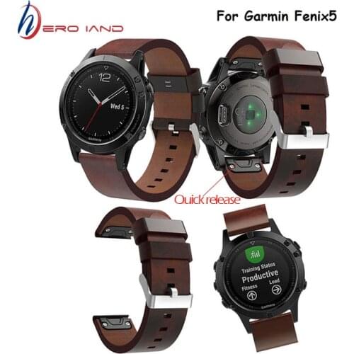 HeroIand Luxury Leather Strap Replacement Watch Band With Tools For Garmin Fenix 5 GPS Fenix 5 PLUS Watch High Grade Wrist Strap