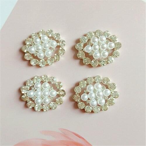 10 PCS Fashion Metal Alloy Silver Color Crystal Rhinestones Imitation Pearl Flowers Connectors Charm DIY Headwear Accessories