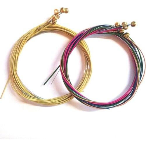 1 Sets Of 6pcs Colorful Acoustic Guitar Strings Replacement High Quality Strings Guitar Multi Color Guitar Parts