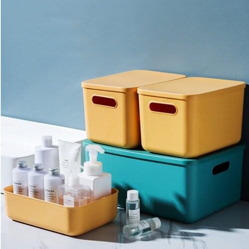 Colorful Thickened Plastic Storage Box Bin With Lid Clothes Socks Toy Snacks Organizer Household Stackable Closet Shelf Basket