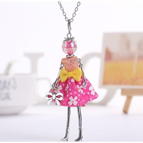 YLWHJJ 2020 new doll necklaces & pendant red necklace for women brand statement hot fashion jewelry Flower bow pendant