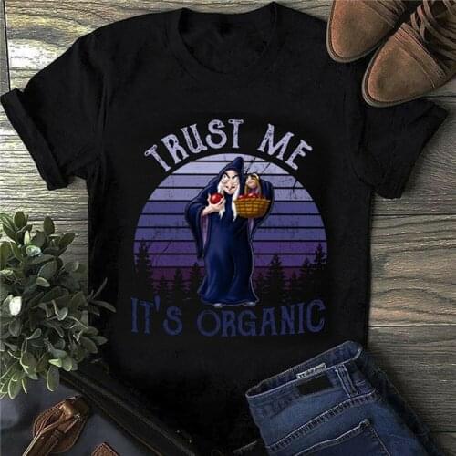 Evil Queen Snow White Trust Me It Organic T Shirt Black Cotton Ladies S-3Xl Streetwear Casual Tee Shirt