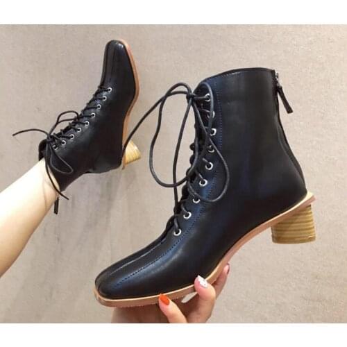 Women Breathable classic fashion pu lace-up warm boots shose cancise pumps winter Soft and comfortable wedges women casual boots