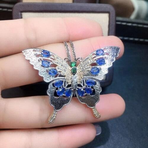 Natural blue sapphire pendant S925 silver Natural gemstone Pendant Necklace trendy Lucky identity bottle women party jewelry