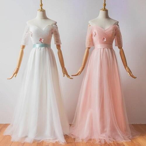 High Quality Muyoms Chinese Style Floral Appliques Floor-length Strapless Fairy Long Graduation Long Dress Women Party Dresses