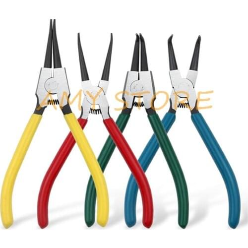 Bent or Straight Nose Internal External Circlip Clip Ring Plier Watch Jewelry Hand Tool 6" Long