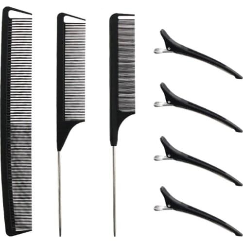 3pcs Teasing Comb Steel Pin Rat Tail 4pcs Metal Alligator Hair Clips Styling