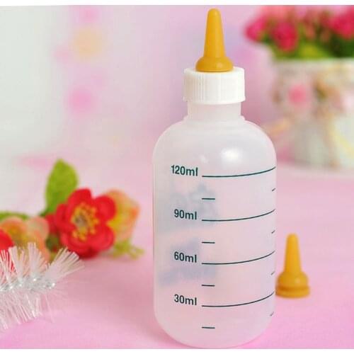 4pcs/set 2 Size 60ml 120ml Newborn Dog Cat Pet Nursing Bottle Feeding Milk Water Bottle with Brush Nipple Small Puppy Feeder