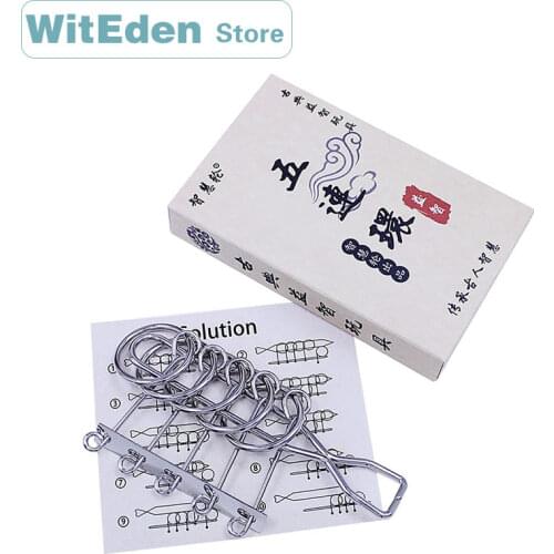 5 Interlink Chain of Rings 3D Metal Wire Puzzles Classic Knot Intelligence Buckle Interlocking IQ Collection Educational Toys
