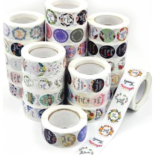 500pcs Multi Style Beautiful Flower Thank You Black Seal Labels Pink Wedding Party Favors Envelope Supplies Stationery Stickers