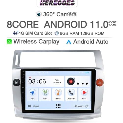 DSP Android 10 6G+128Gb Car Radio For Citroen C4 C-Triomphe C-Quatre 2004-2014 Multimedia Video Player 4G LTE GPS Wifi 2 DIN DVD