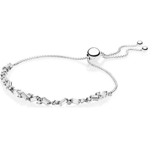 Baofu New Original 925 Sterling Silver Bracelet Shiny Ice Crystal Clear Adjustable For Original Lady Bracelet DIY Jewelry