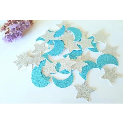 Glitter Star and moon birthday Confettis baby shower baptism Table decor scrapbook scatters party decor