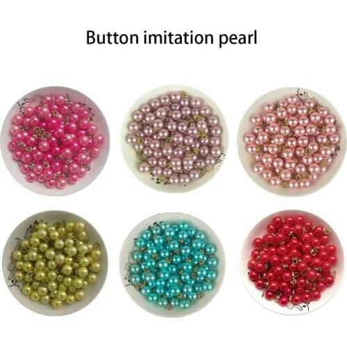 DIY button imitation pearl sweater shirt clothing accessories jewelry bracelet handmade material ABS round loose beads 10mm