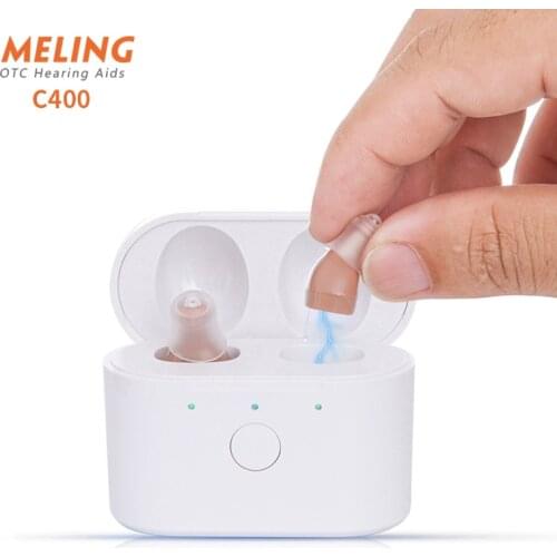 C400 Digital Hearing Aid USB Tpye C Rechargeable Mini In Ear Invisible Hearing Aids Assistant Adjustable Tone Sound Amplifier