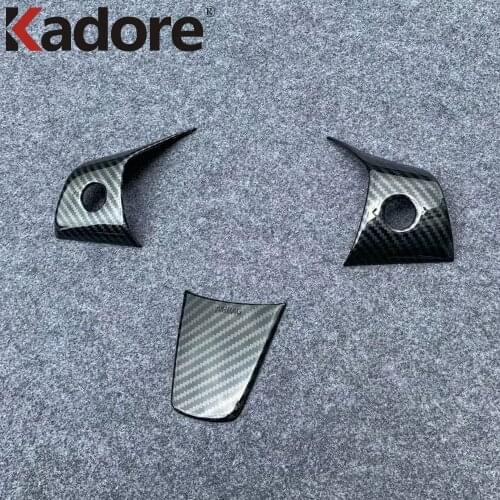For Tesla Model Y 2020 2021 2022 Carbon Fiber Car Interior Steering Wheel Panel Cover Trim Decoration Frame Sticker Accessories