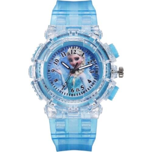 Childrens watch night lights colorful lights ice and snow cartoon watch girls dress up as birthday gifts toys