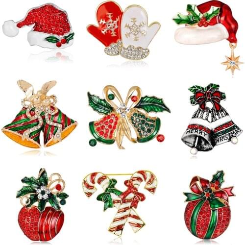 Christmas Bells Hat Enamel Brooches For Women Lapel Badges For Clothes Jewelry Apple Collar Pins Gifts Accessories For Friends