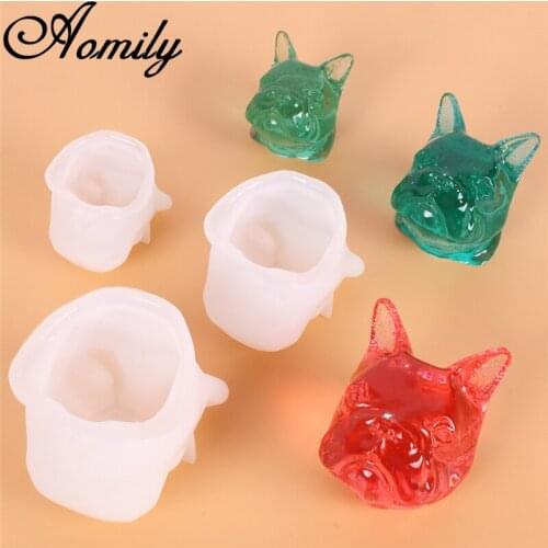 Aomily Dog Head Shape Silicone Resin Epoxy Mold DIY Car Aromatherapy Plaster Decoration Fondant Molds Cake Decorating Molds