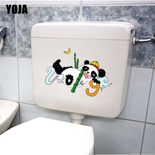 YOJA 22.4X14.2CM Creative Pattern Panda Children Room Home Decor Toilet Sticker Wall Decal T3-1160